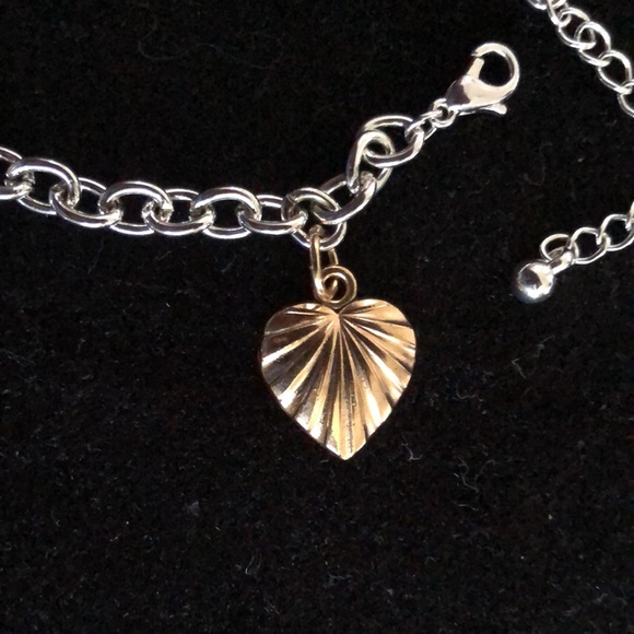 Elegant Silver and Gold Heart Charm Bracelet - Picture 6 of 10